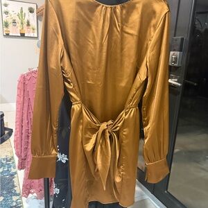 Elegant Gold Satin Dress